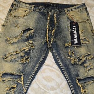 VALABASAS Men's Distressed Skinny Jeans - Black and Gray